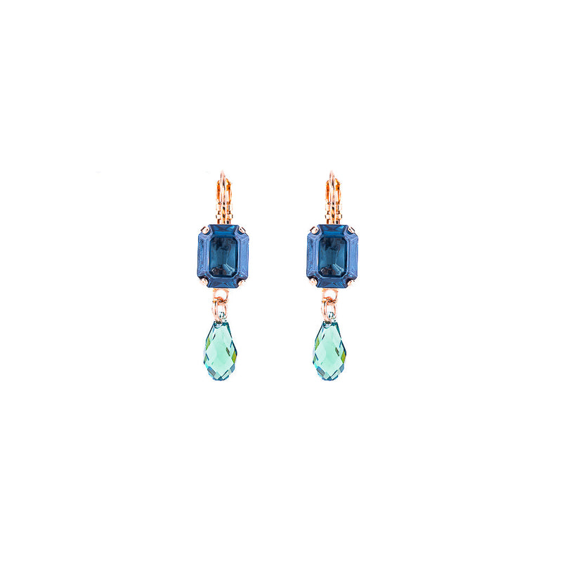 Petite Emerald Cut and Dangle Leverback Earring in "Chamomile"