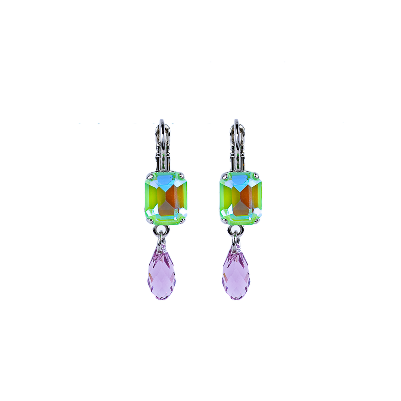 Petite Emerald Cut and Dangle Leverback Earring in "Matcha"