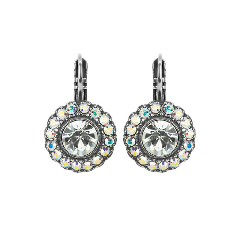 Halo Disc Bridal Leverback Earrings in "On A Clear Day"