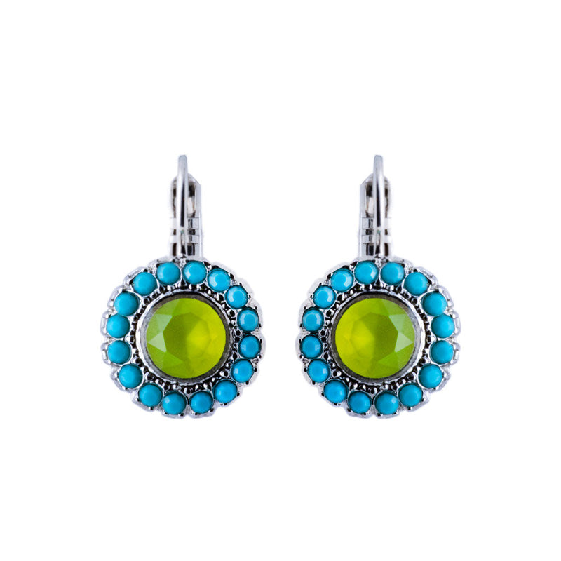 Halo Disc Leverback Earrings in "Pistachio"