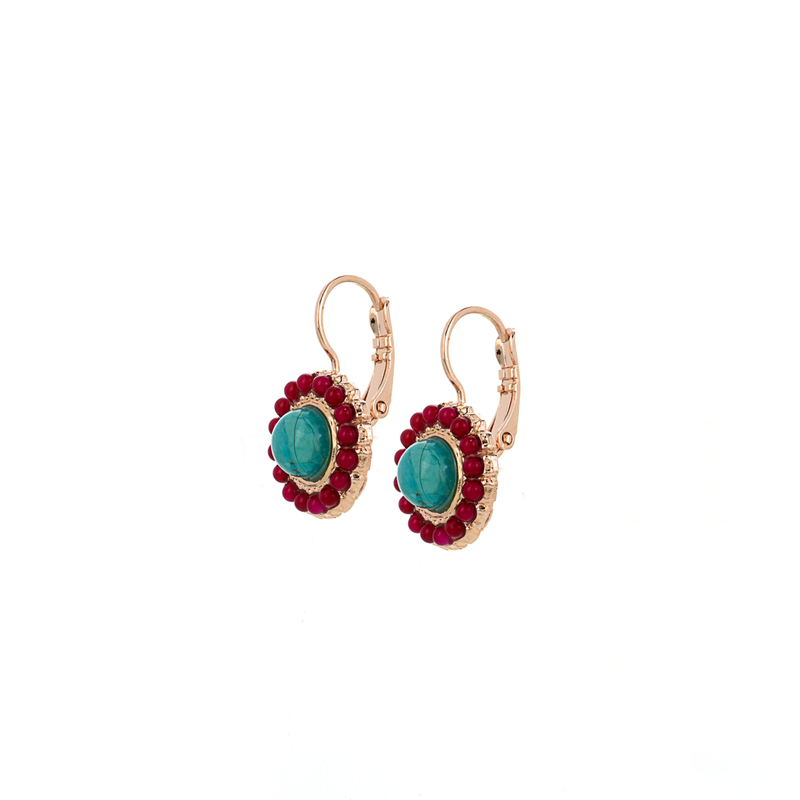 Halo Disc Leverback Earrings in "Happiness-Turquoise"