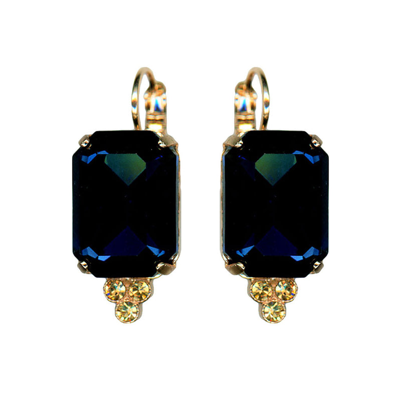 Extra Luxurious Emerald Cut and Bottom Trio Leverback Earrings in "Fairytale"