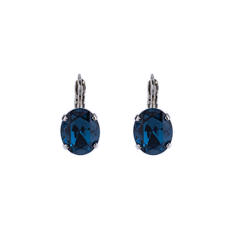 Lovable Single Stone Oval Leverback Earrings in "Montana Blue"