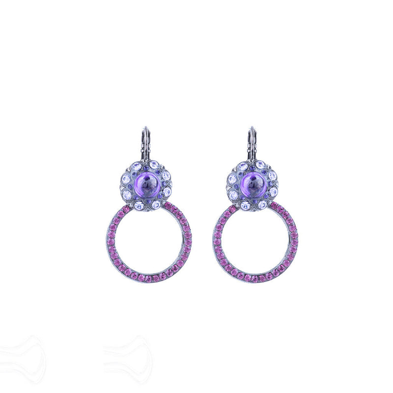Cluster Circle Leverback Earrings in "Wildberry"