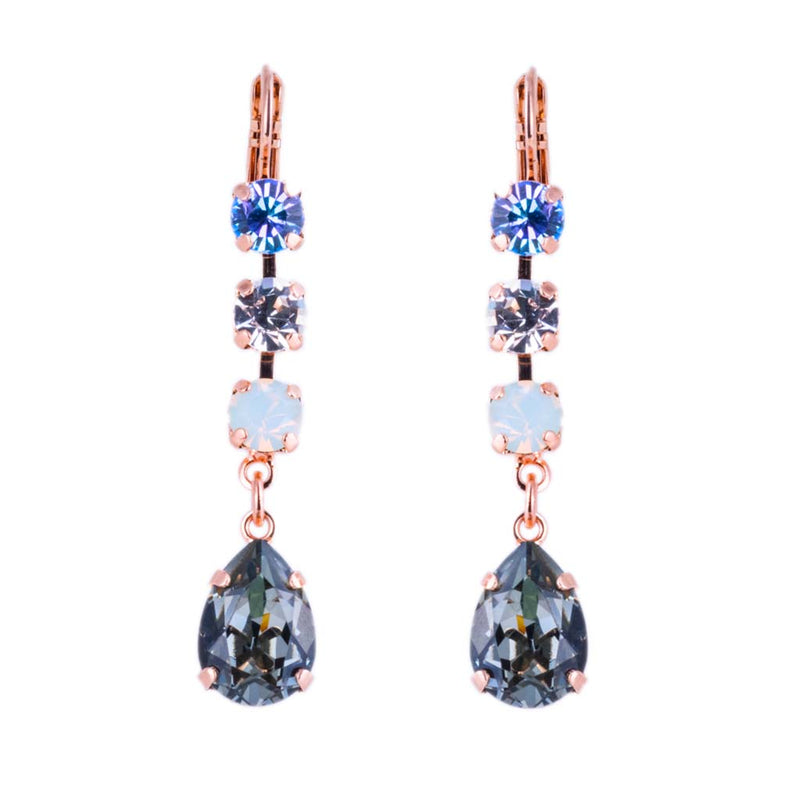 Round and Pear Dangle Leverback Earrings in "Ice Queen"