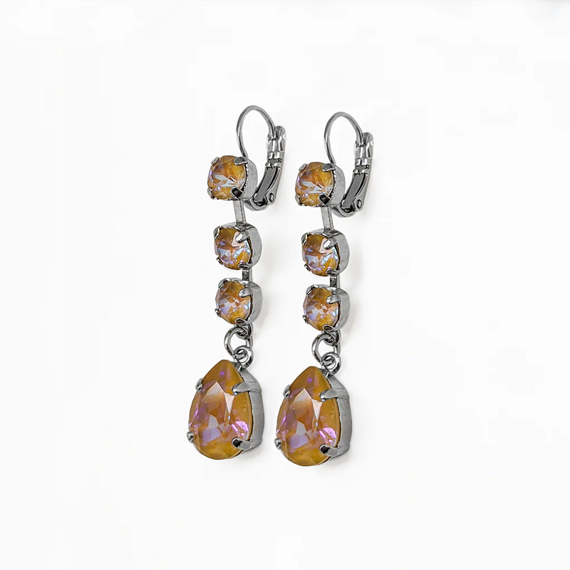 Round and Pear Dangle Leverback Earrings in Sun-Kissed "Horizon"