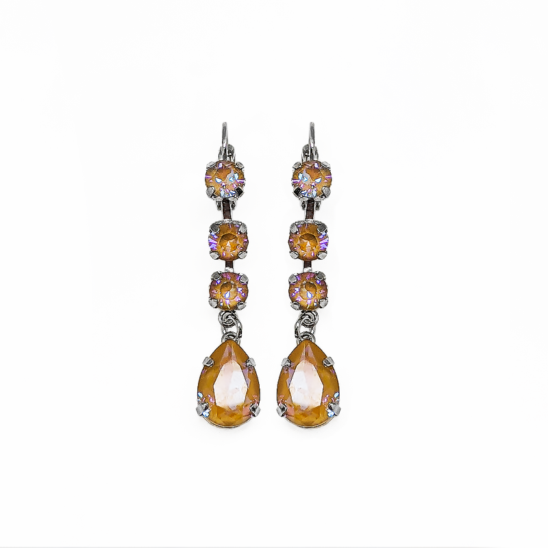 Round and Pear Dangle Leverback Earrings in Sun-Kissed "Horizon"