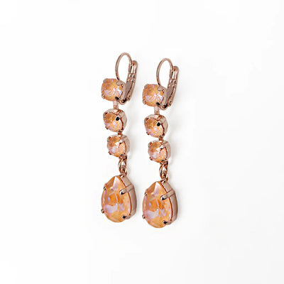 Round and Pear Dangle Leverback Earrings in Sun-Kissed "Peach"