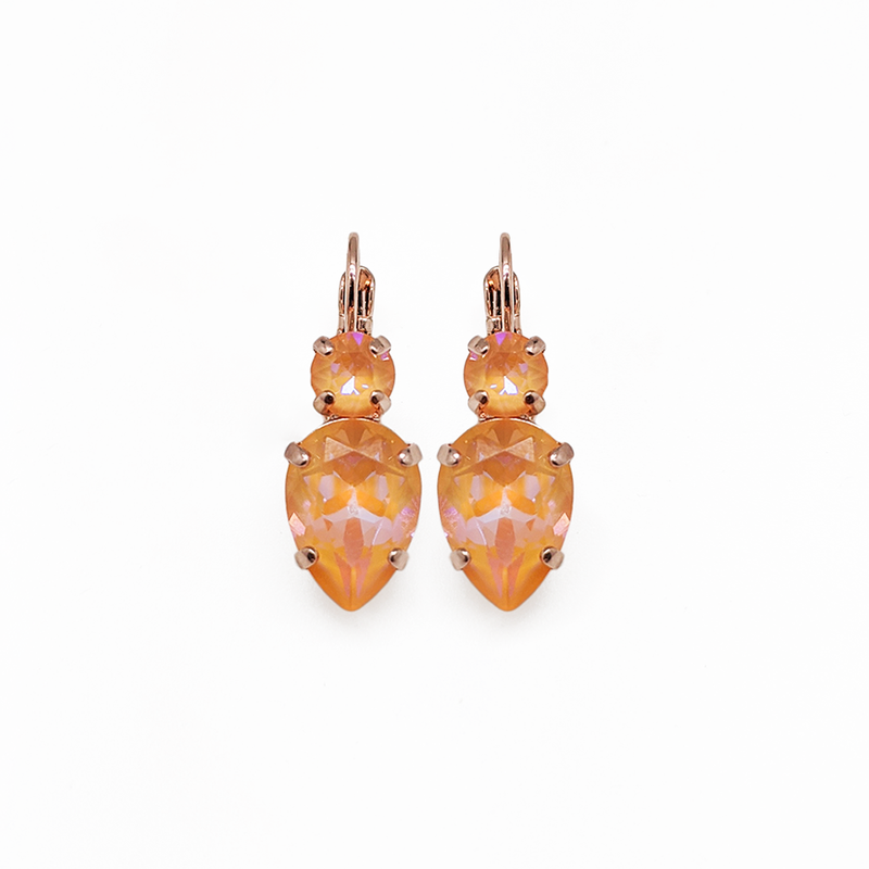Round and Pear Leverback Earrings in Sun-Kissed "Peach"