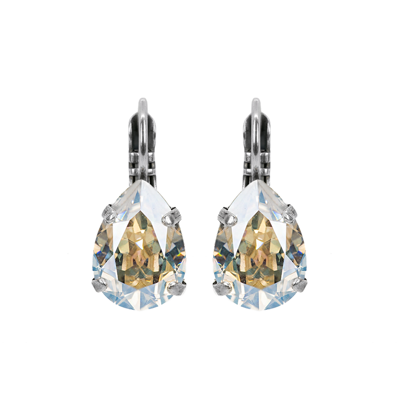 Pear Leverback Earrings in "Crystal Moonlight"