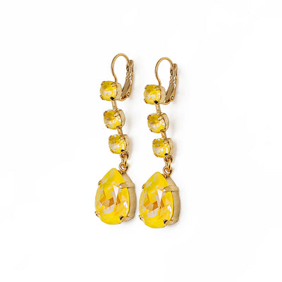 Fun Finds Round and Pear Leverback Earrings in Sun-Kissed "Sunshine"