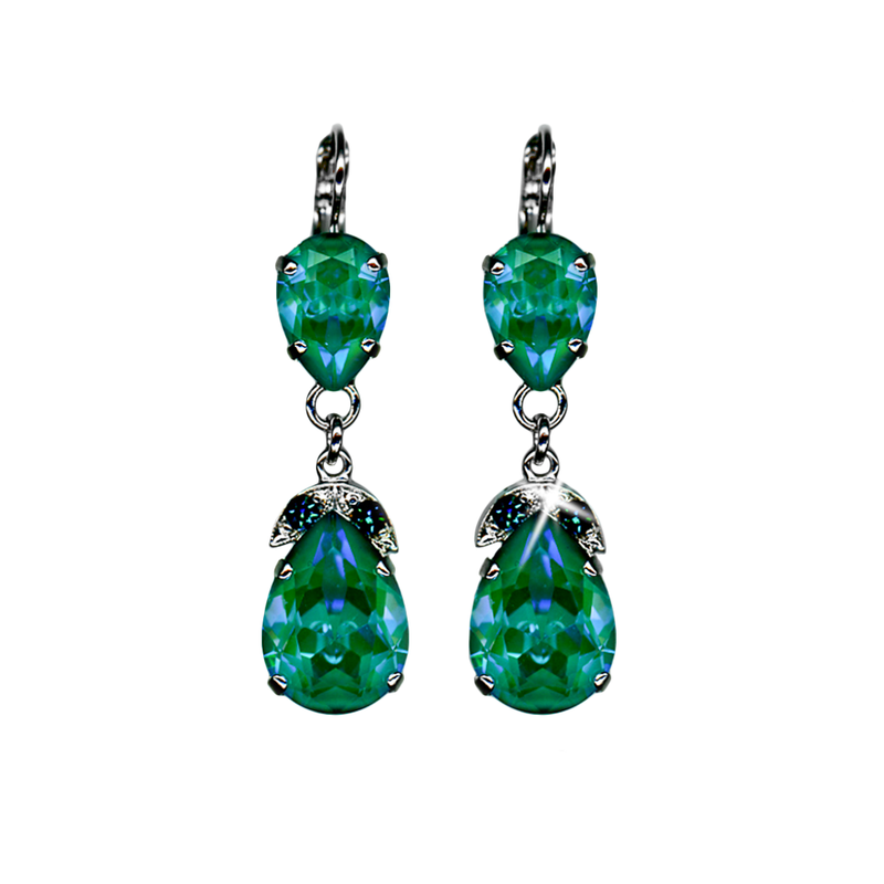 Double Pear Embellished Leverback Earrings in Sun-Kissed "Laguna"