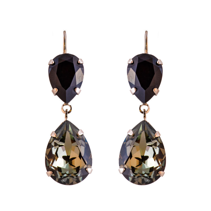 Extra Luxurious Double Pear Leverback Earrings in "Rocky Road"