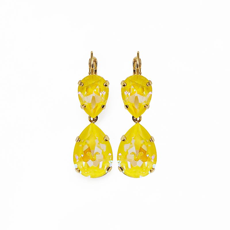 Extra Luxurious Double Pear Leverback Earrings in Sun-Kissed "Sunshine"