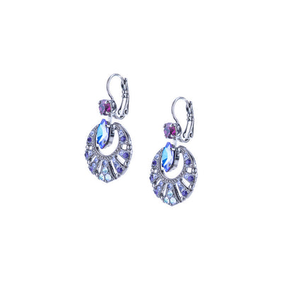 Round Shell Marquise Leverback Earrings in "Wildberry"