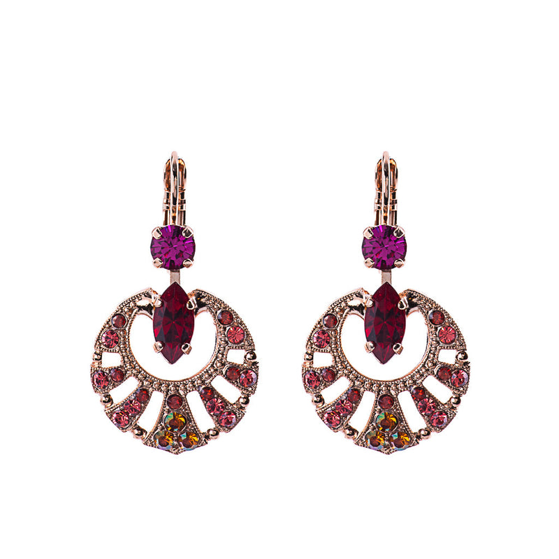 Round Shell Marquise Leverback Earrings in "Hibiscus"