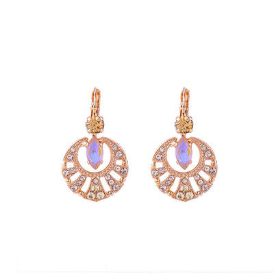 Round Shell Marquise Leverback Earrings in "Chai"