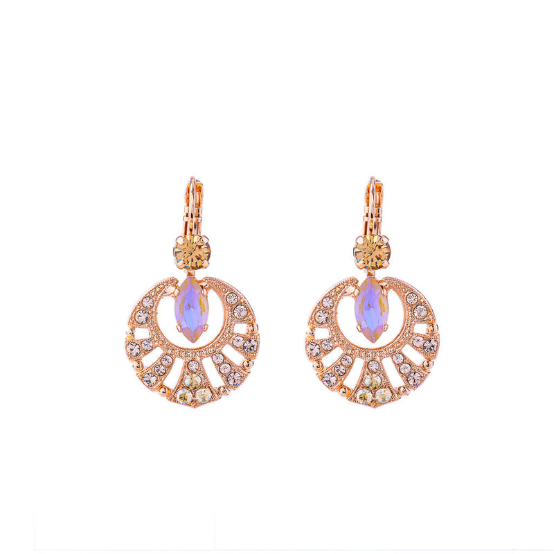 Round Shell Marquise Leverback Earrings in "Chai"