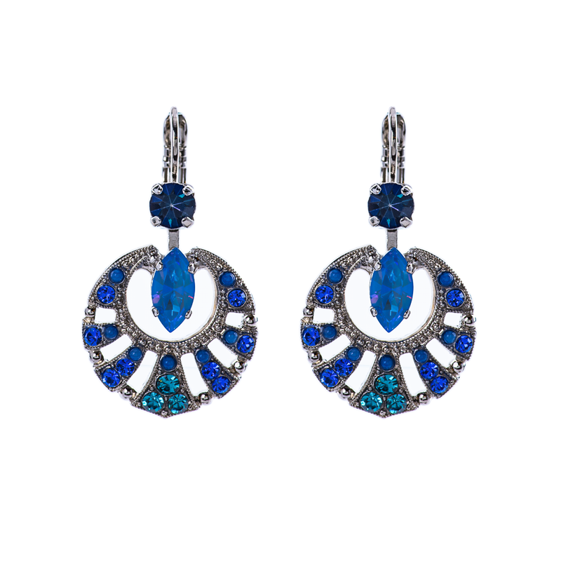 Round Shell Marquise Leverback Earrings in "Sleepytime"