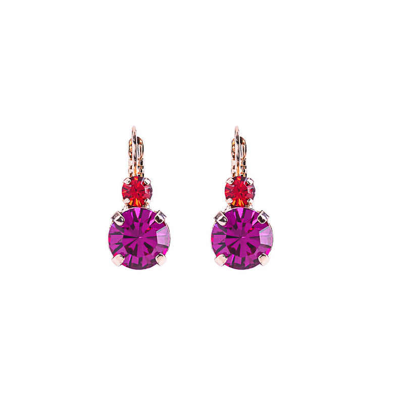 Lovable Double Stone Leverback Earrings in "Hibiscus"