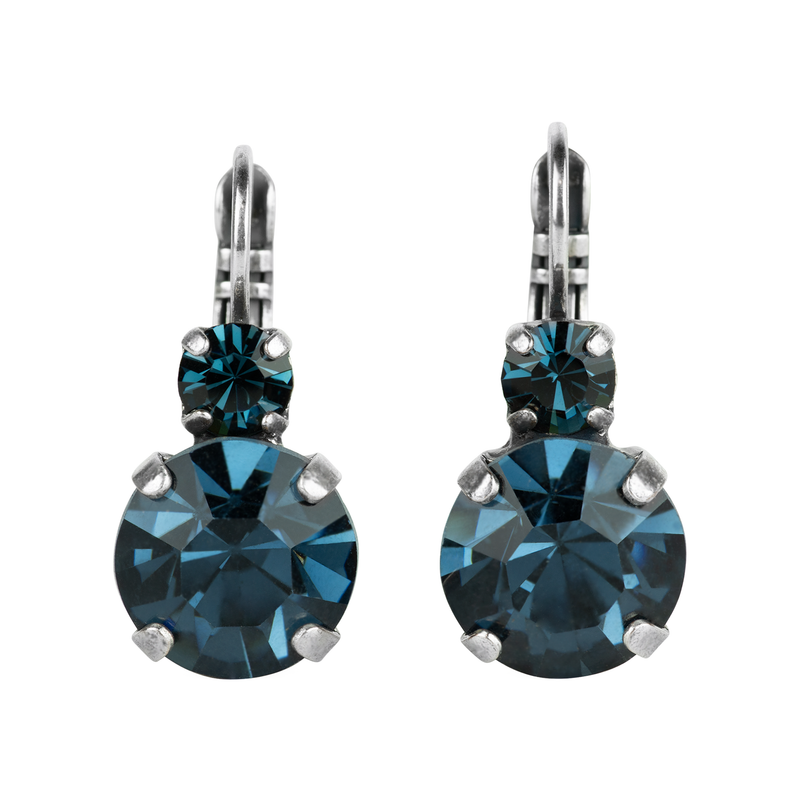 Lovable Double Stone Leverback Earrings in "Montana Blue"