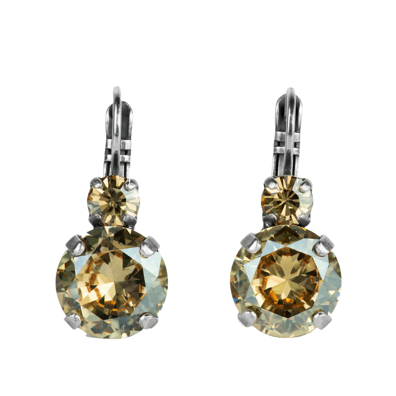 Lovable Double Stone Leverback Earrings in "Golden Shadow"