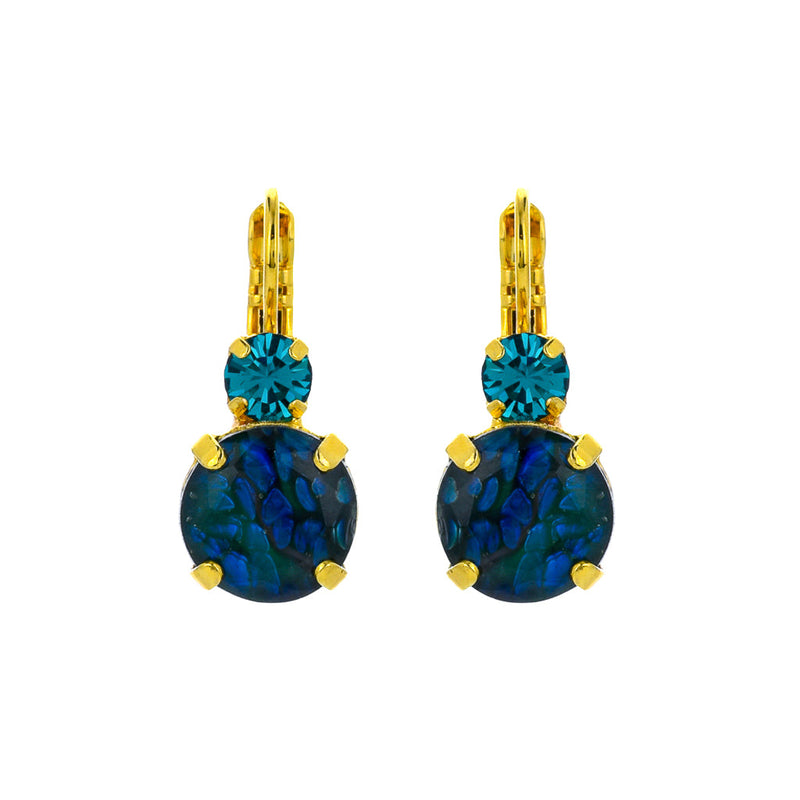 Lovable Double Stone Leverback Earrings in "Blue Zircon - Jungle"