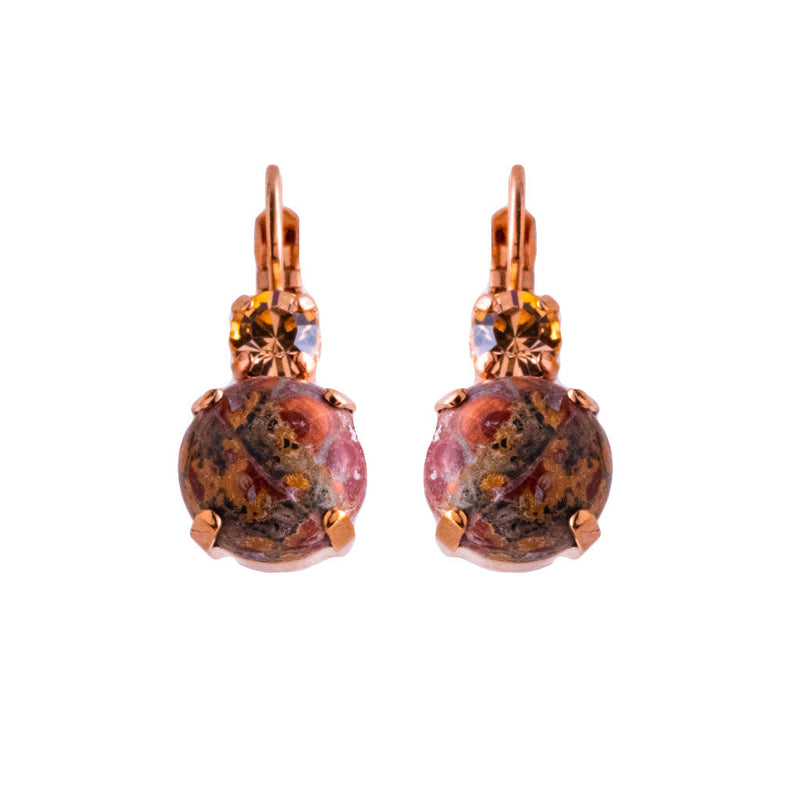 Lovable Double Stone Leverback Earrings in "Light Peach and Leopard Skin"