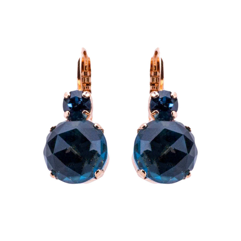 Rivoli Double Stone Leverback Earrings in "Blue Topaz"