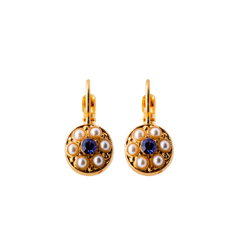 Round Cluster Leverback Earrings in "Blue Moon"