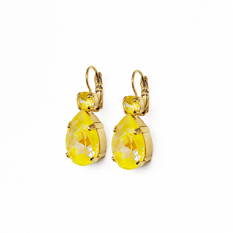 Double Round and Pear Leverback Earrings in Sun-Kissed "Sunshine"