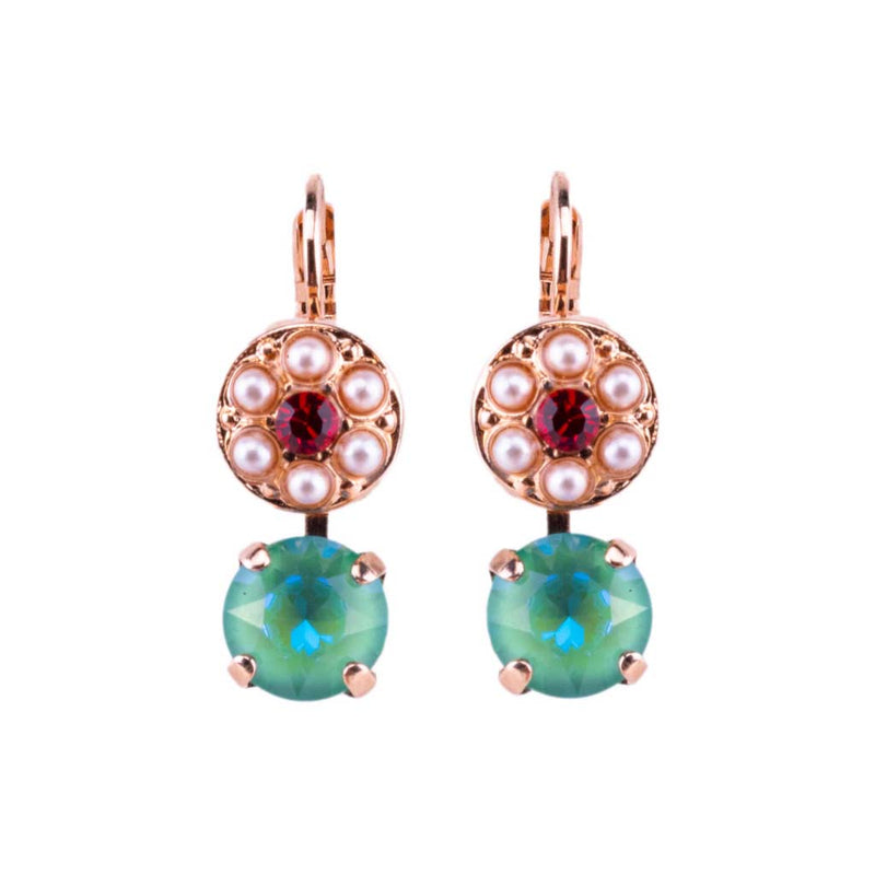 Double Stone Cluster and Round Leverback Earrings in "Enchanted"