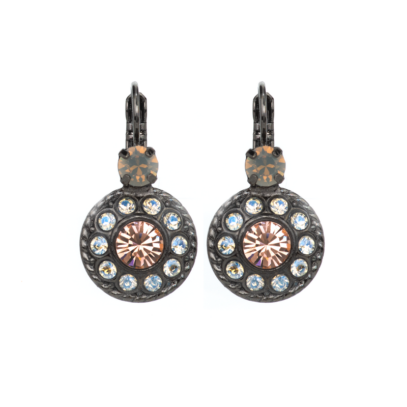 Double Round Cluster Leverback Earrings in "Peace"