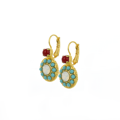 Double Round Cluster Leverback Earrings in "Happiness"