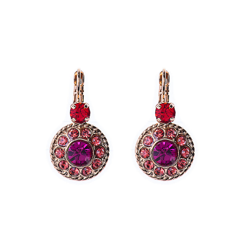 Double Round Cluster Leverback Earrings in "Hibiscus"