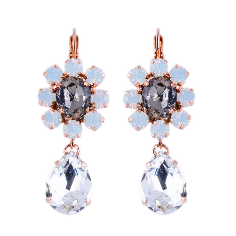 Extra Luxurious Cluster and Pear Dangle Leverback Earrings in "Ice Queen"