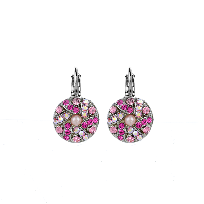 Swirl Pavé Leverback Earrings in "Love"