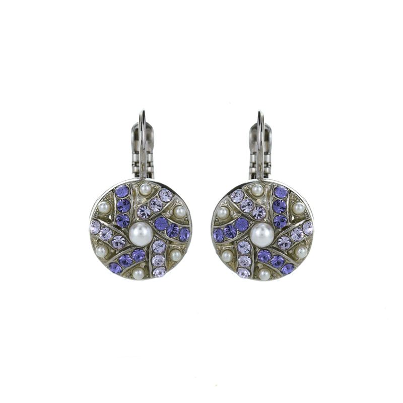 Swirl Pavé Leverback Earrings in "Romance"