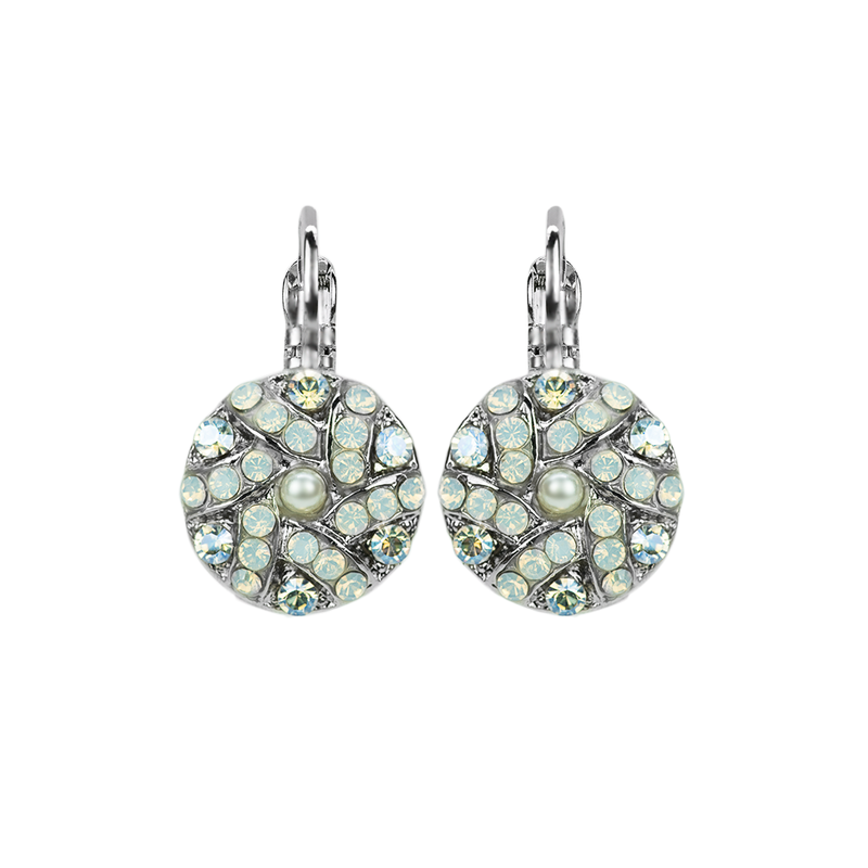 Swirl Pavé Bridal Leverback Earrings in Ivory