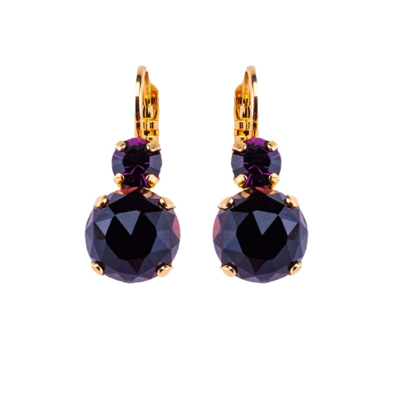 Double Stone Leverback Earrings "Amethyst and Amethyst Quartz"