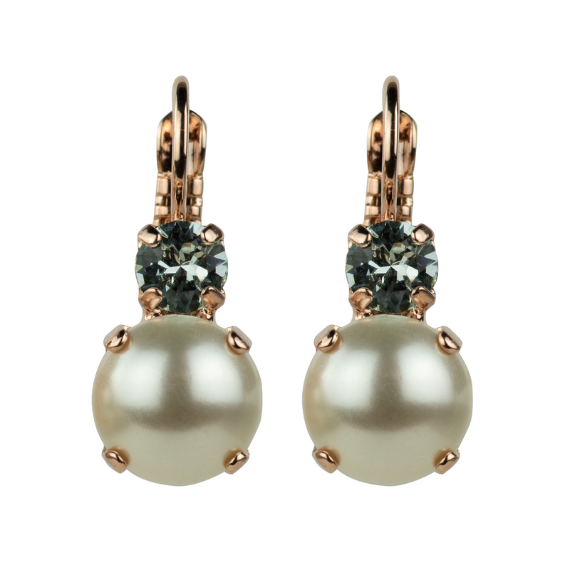 Lovable Double Stone Leverback Earrings "Seashell"