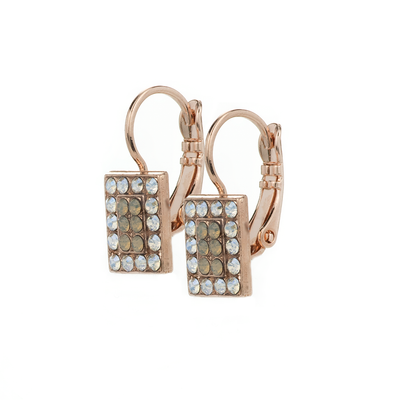 Rectangle Pavé Leverback Earrings in "Peace"