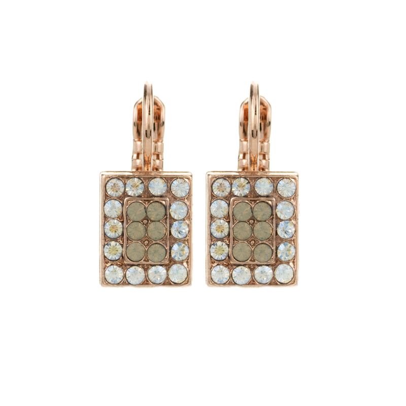 Rectangle Pavé Leverback Earrings in "Peace"