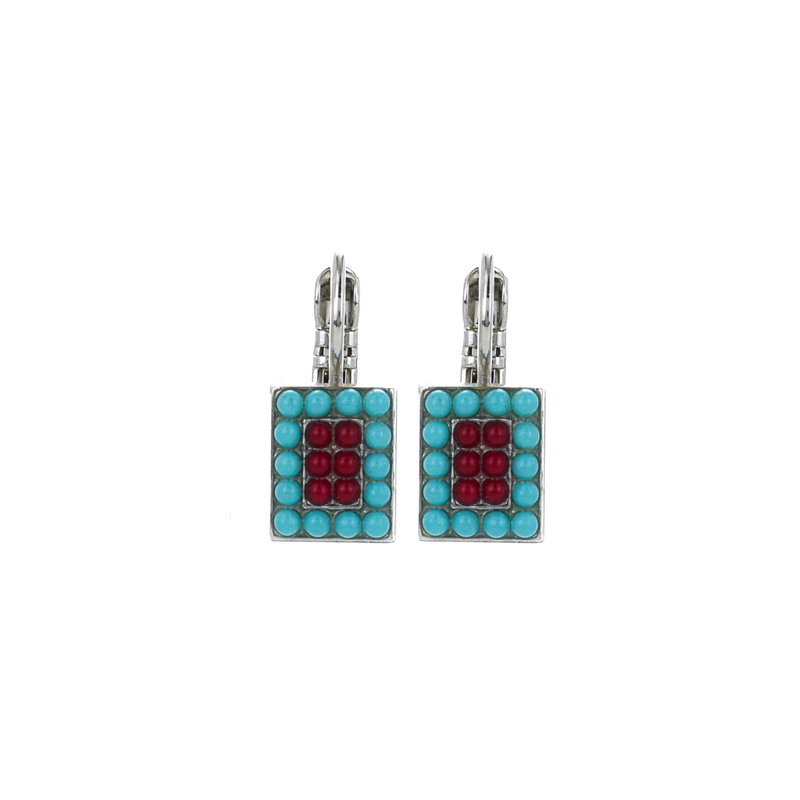 Rectangle Pavé Leverback Earrings in "Happiness"