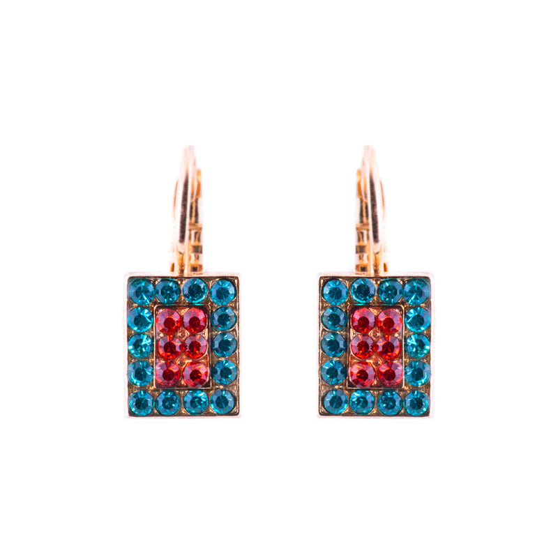 Rectangle Pavé Leverback Earrings in "Rainbow Sherbet"