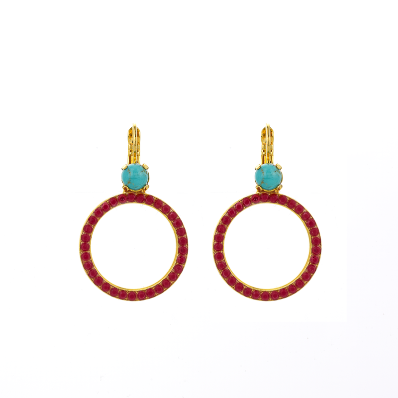Circle Leverback Earrings in "Happiness-Turquoise"