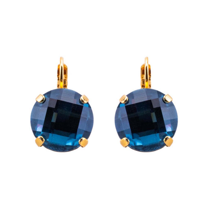 Extra Luxurious Single Stone Leverback Earring in "Denim Blue"