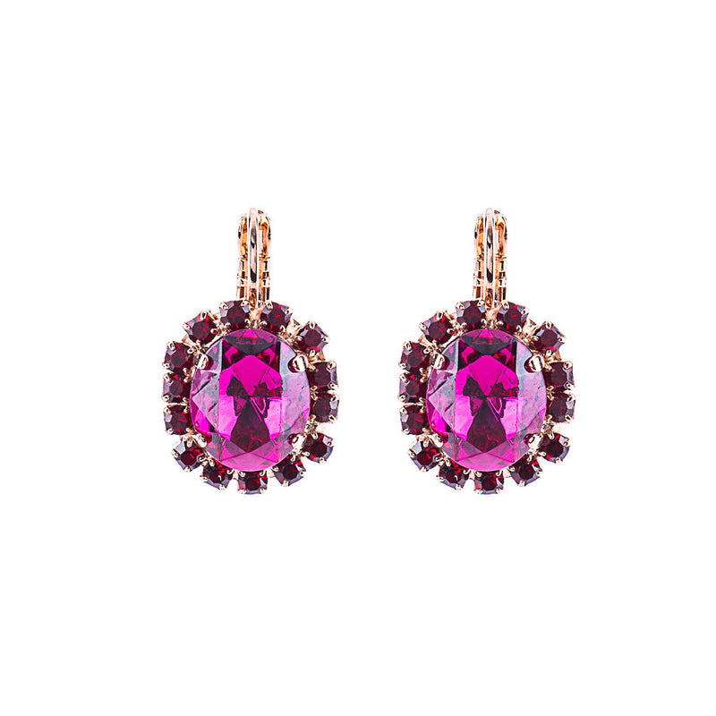 Oval Cluster Leverback Earrings in "Hibiscus"