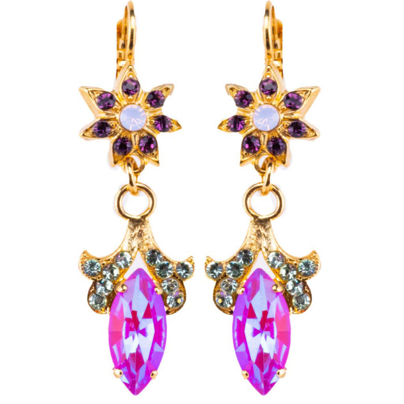 Ornate Marquise & Flower Dangle Earrings in "Enchanted"