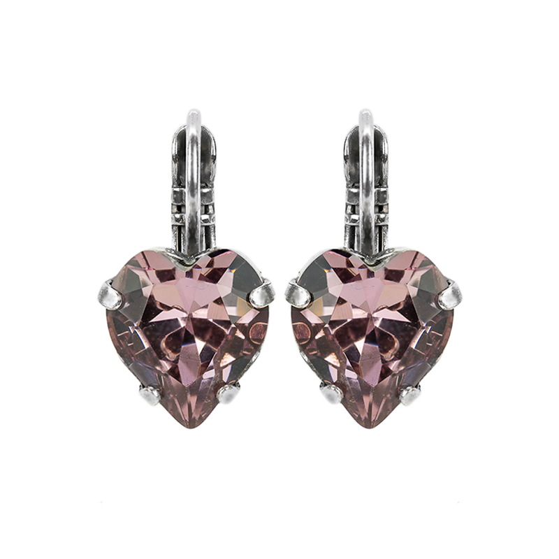 Heart Leverback Earrings in Light Amethyst